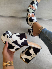 Printed Chunky Heeled Platform Sandals