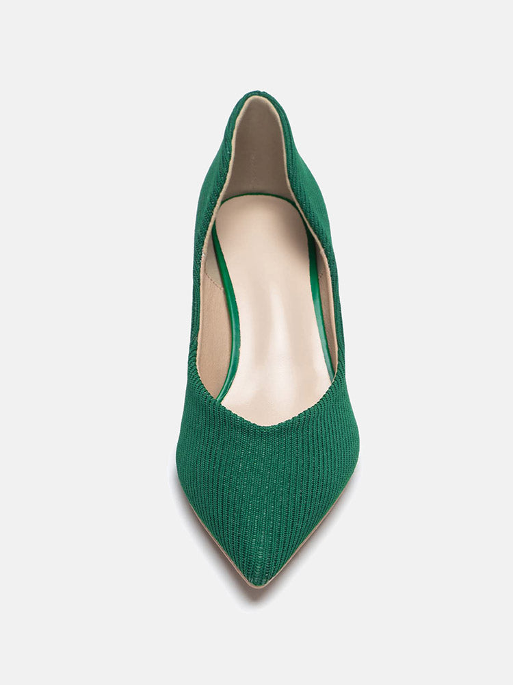 Knit Slip On Pointed Toe Heel