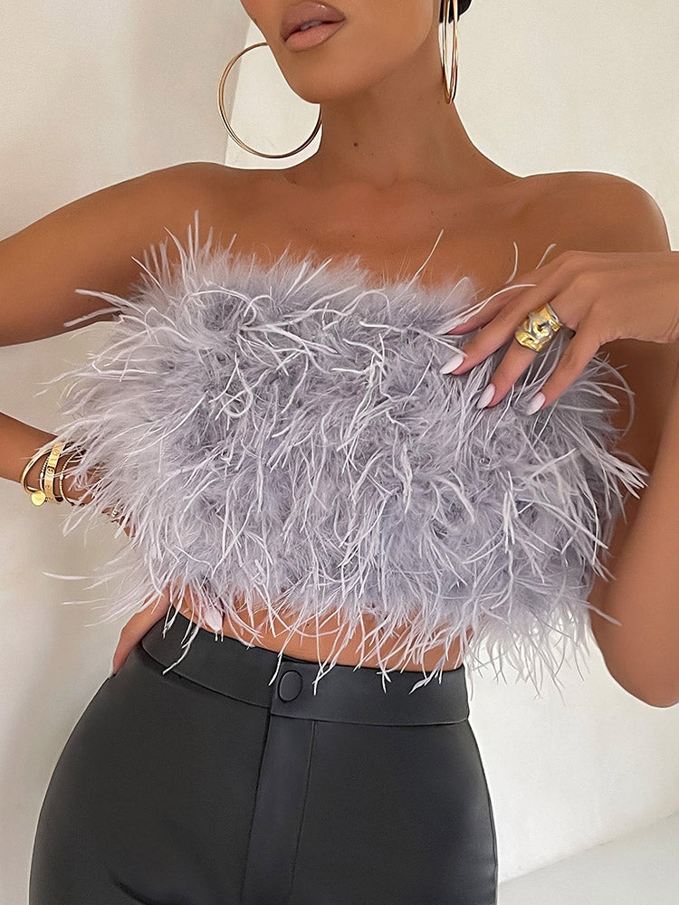 Feather Crop Top