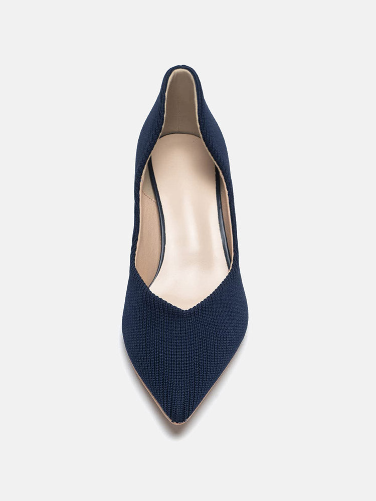 Knit Slip On Pointed Toe Heel