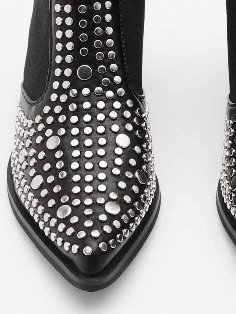 Studded Pointed Toe Booties