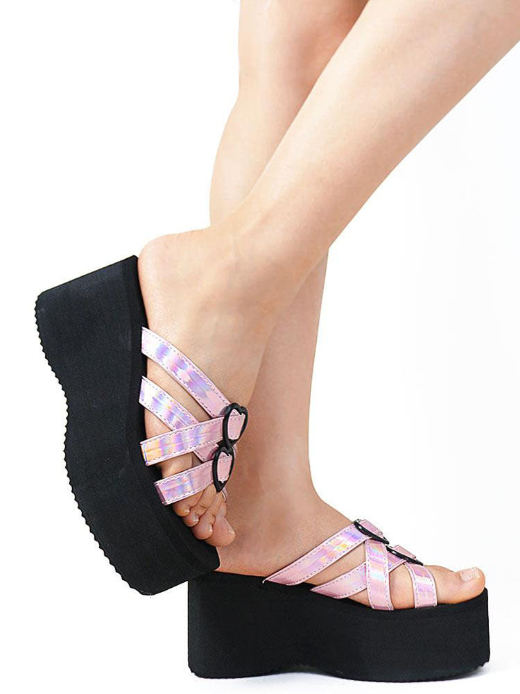 Sandalias de plataforma casuales con forma de corazón