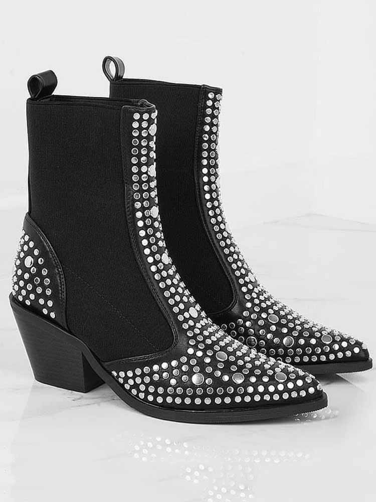 Studded Pointed Toe Booties