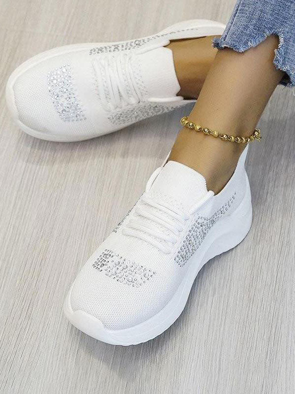 Rhinestone Flyweaving Sneakers