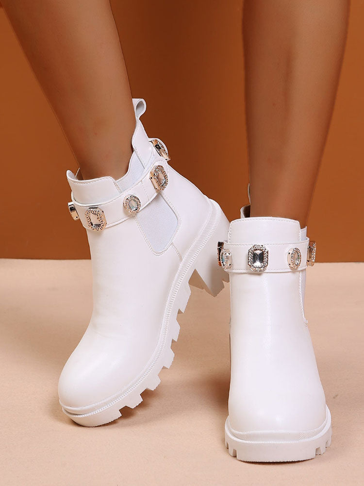 Tie Dye Rhinestone Decor Ankle Boots