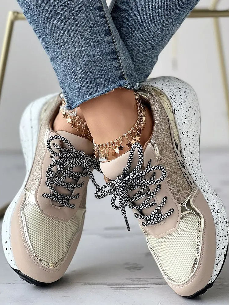 Glitter Leopard Print Casual Sneakers