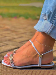 Sandalias planas con diamantes de imitación