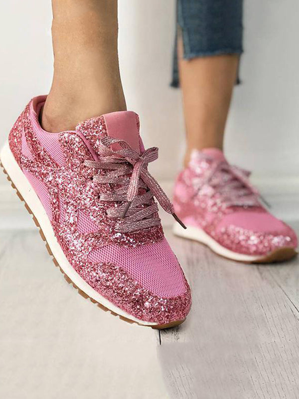 Lässige, atmungsaktive Sneakers mit Glitzer