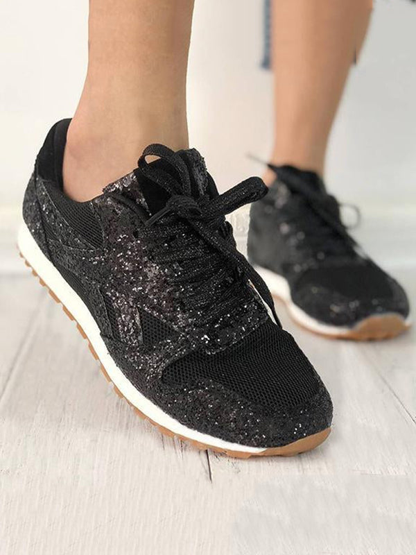 Lässige, atmungsaktive Sneakers mit Glitzer