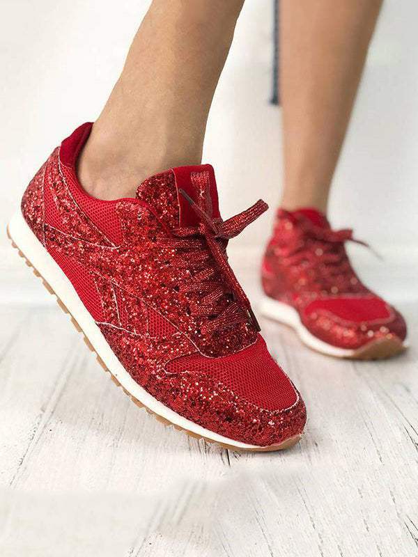 Lässige, atmungsaktive Sneakers mit Glitzer