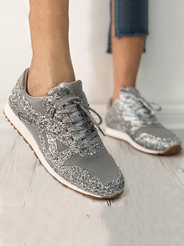 Lässige, atmungsaktive Sneakers mit Glitzer