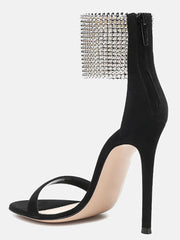 Rhinestone Stiletto-Heel Sandals