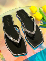 Flip-Flop-Hausschuhe mit Strass Dekor