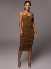 Bodycon Spaghetti Strap Midi Dress