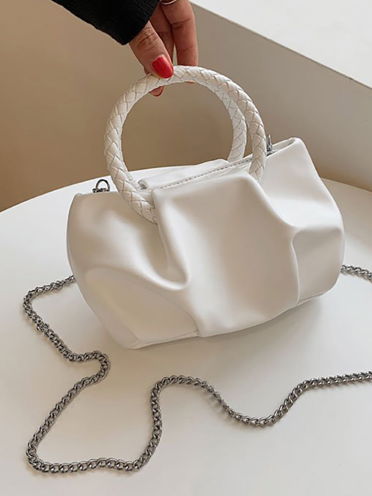 PU Leather Cloud Ruched Bag