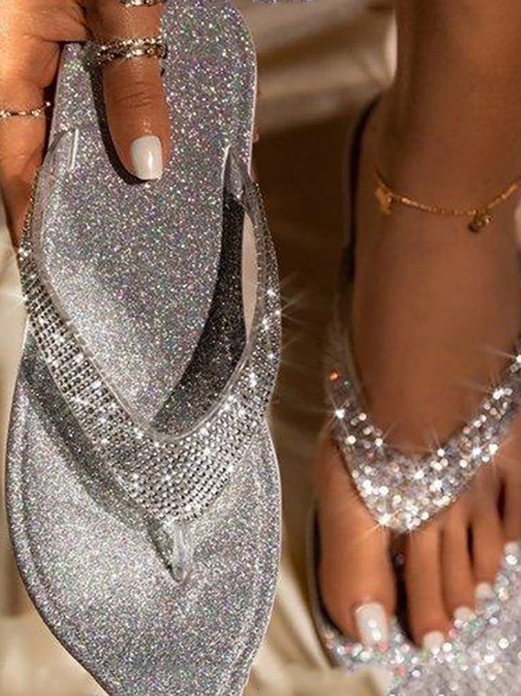 Chanclas con lentejuelas y diamantes de imitación