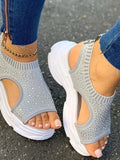 Slip On Peep Toe Knitted Sandals