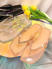 Flip-Flop-Hausschuhe mit Strass Dekor