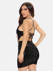 Spaghetti Strap Sequin Bodycon Dress