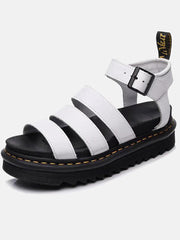 Leather Buckle Platform Sandals