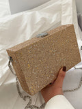 Glitter Decor Chain Box Bag