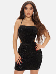 Spaghetti Strap Sequin Bodycon Dress