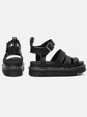 Leather Buckle Platform Sandals