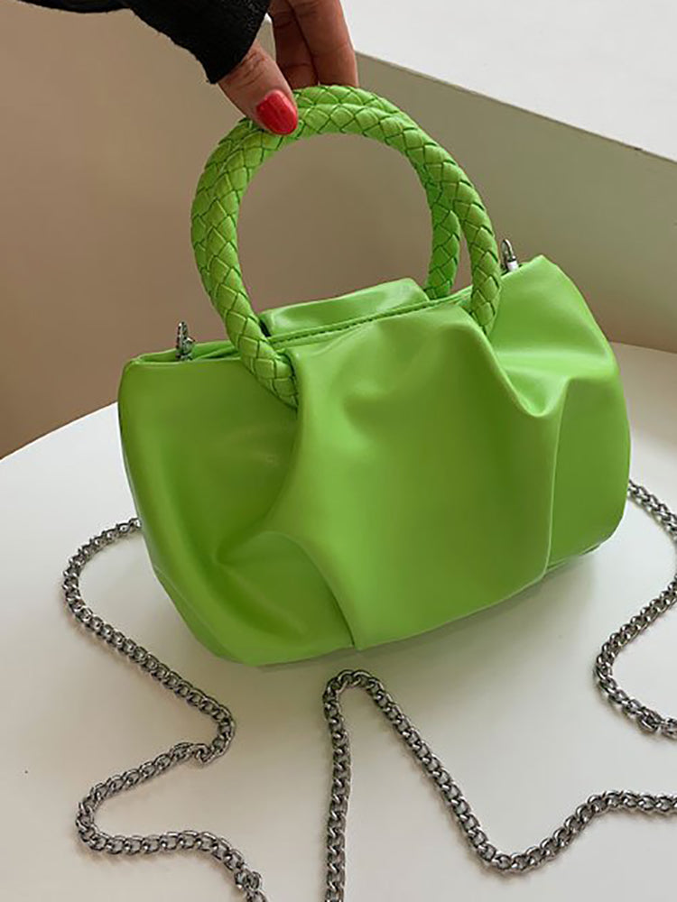 PU Leather Cloud Ruched Bag