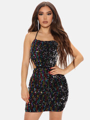 Spaghetti Strap Sequin Bodycon Dress