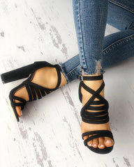 Buckle Chunky Heel Strap Sandals