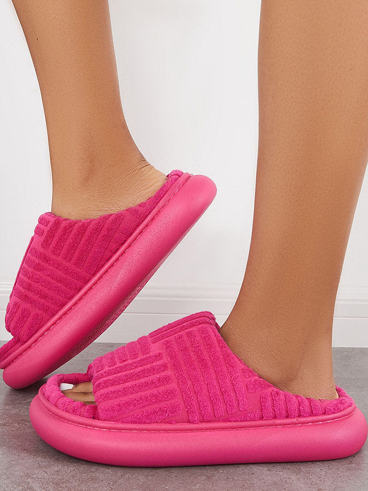 Towel Round Toe Platform Slides