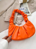 Pleated  Solid Color Shoulder Bag