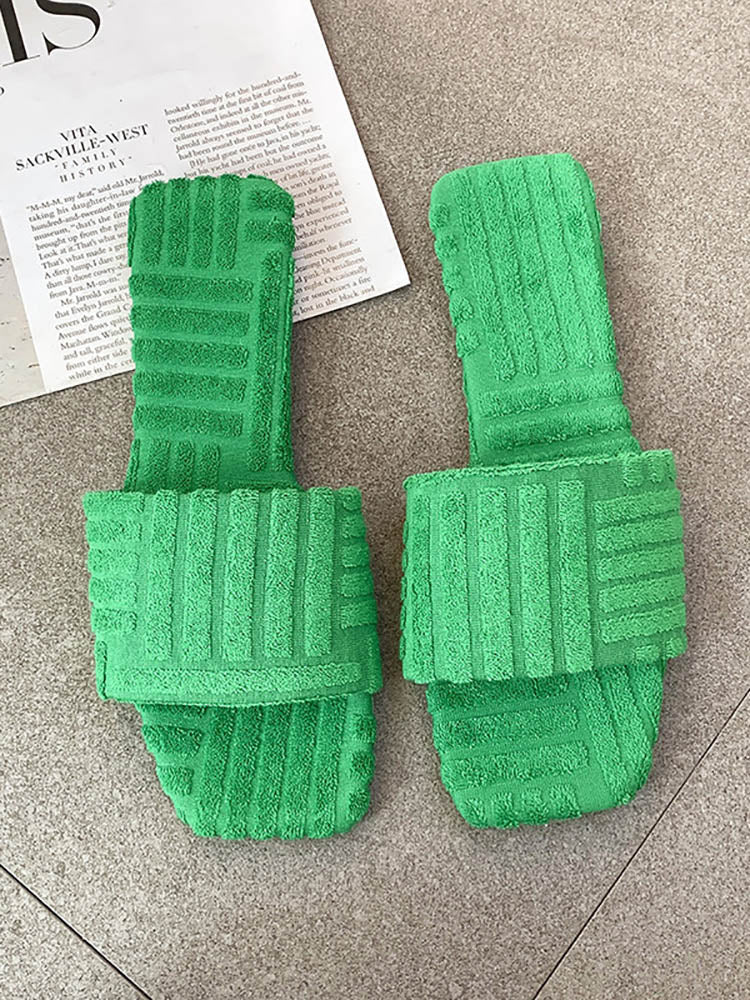 Toweling Flat Heel Slides