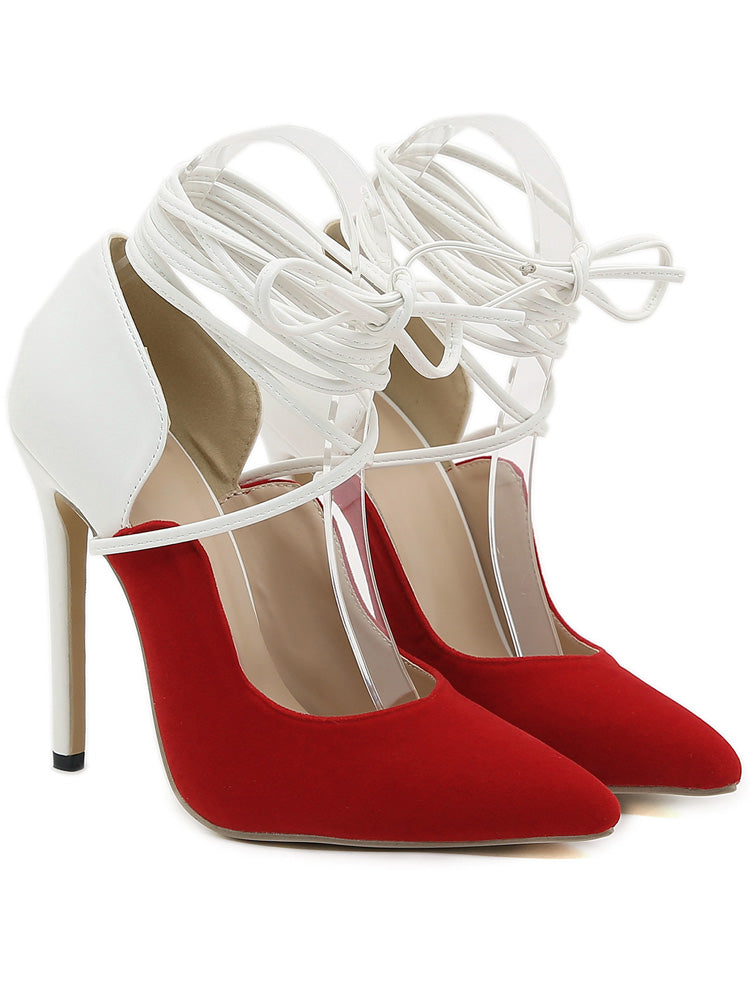 Lace-up Color Block Stiletto Heels