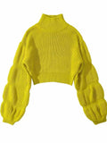 Turtleneck Puffy Sleeve Sweater