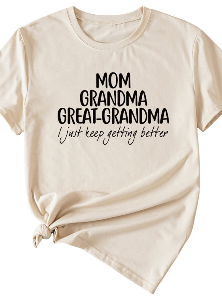 Camiseta con letras de mamá y abuela