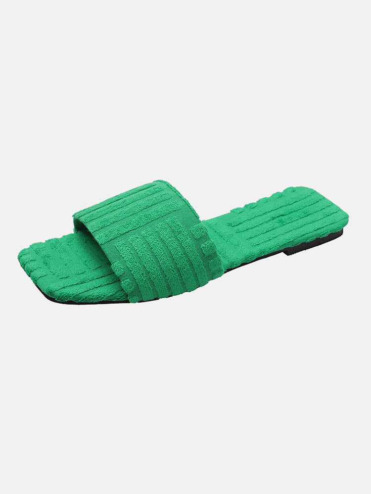 Toweling Flat Heel Slides