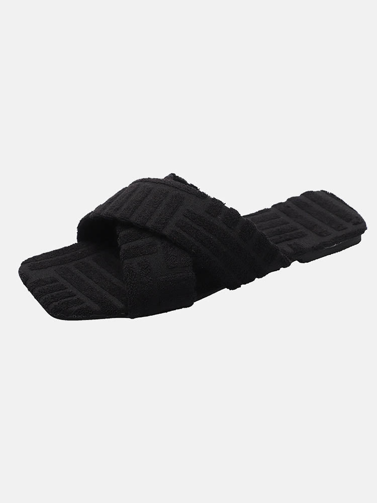 Toweling Flat Heel Slides