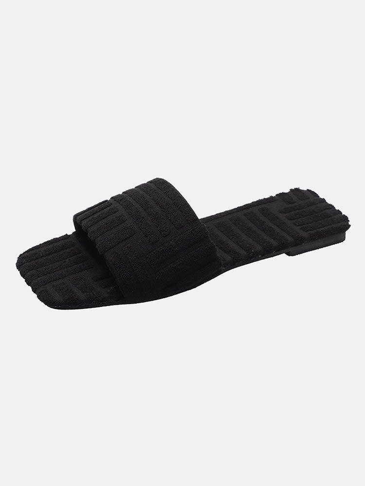 Toweling Flat Heel Slides