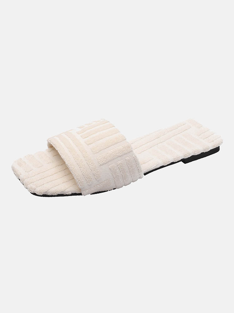 Toweling Flat Heel Slides