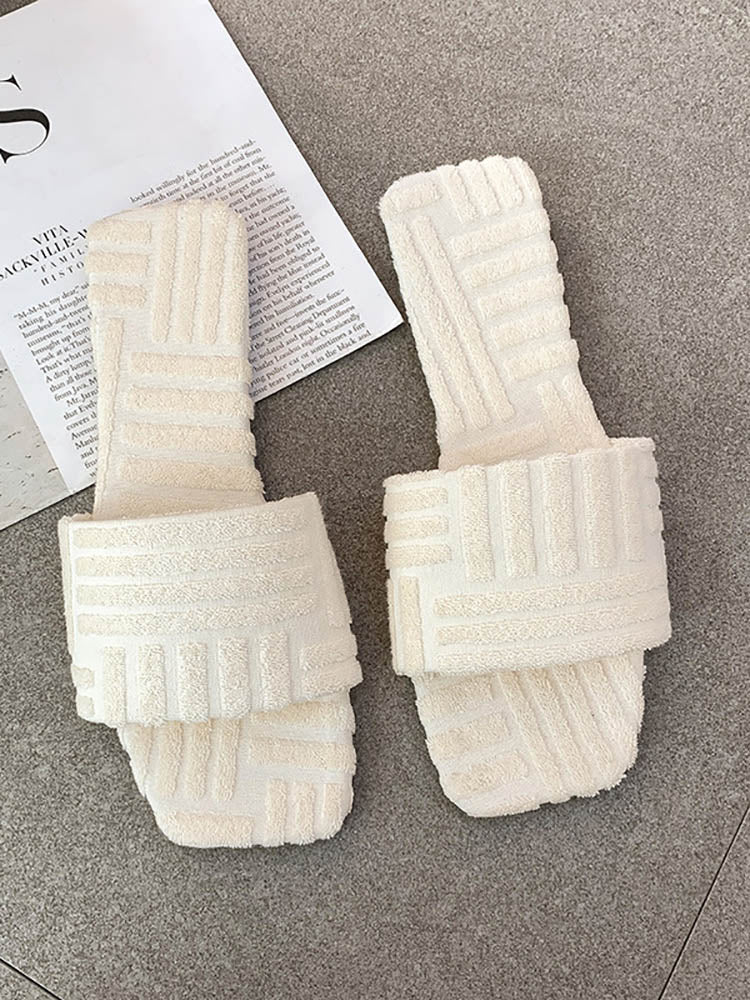 Toweling Flat Heel Slides