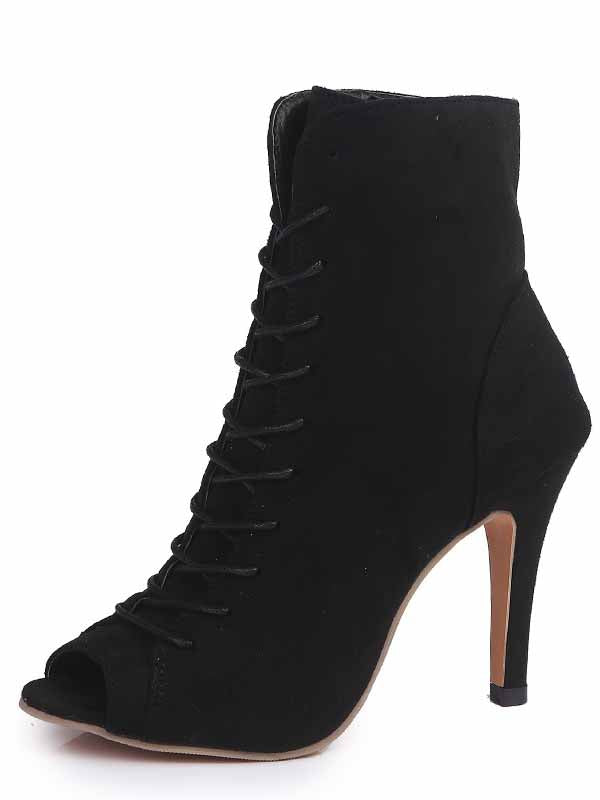 Peep Toe Lace-up Boots