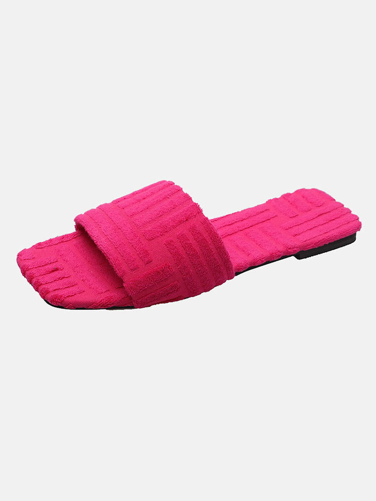 Toweling Flat Heel Slides