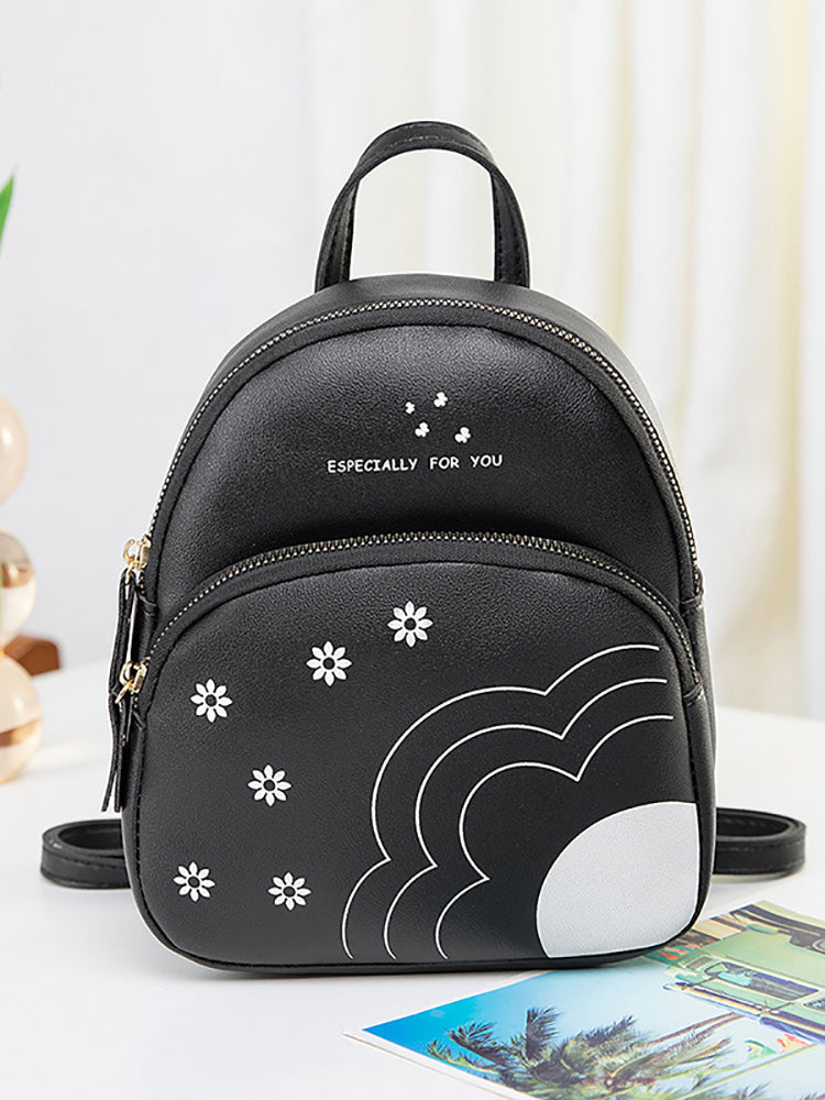 Flower Letter Print Backpack