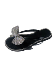 Sandalias tipo chanclas con lazo y diamantes de imitación