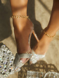 Rhinestone Pointed Toe Crystal Clear Heels