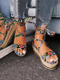 Snake Cross Strap Platform Heels Sandals