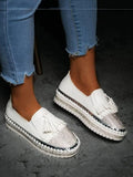 Rhinestones Tassel Slip On Loafers