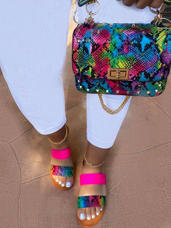 Casual Print Flat Slide Sandals