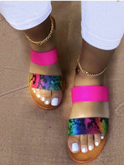 Sandalias planas con estampado casual